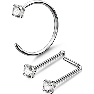 OUFER Body Piercing Massives Titan Nasenstecker Piercing Ring Schmuck 20G Nasenstecker Schraube L Knochen Nasenpiercing Packs, Titan