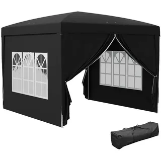 Outsunny Faltpavillon 3 x 3 m inkl. 4 Seitenteile Schwarz
