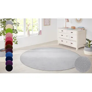 HANSE Home Teppich "Shashi" rund 8,5 mm Höhe Kurzflor, Unifarben, Teppich, Weich, Esszimmer, Kinderzimmer, Flur, silberfarben