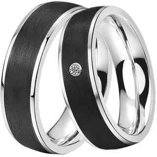 Trauring DOOSTI "Schmuck Geschenk Edelstahl Trauring Ehering Partnerring LIEBE" Gr. 60, schwarz (edelstahlfarben, schwarz), Fingerringe, Damen, 60, ohne Zirkonia, Carbon Edelstahl, 6mm, Carbon, Edelstahl, Trauring, wahlweise mit oder ohne Zirkonia