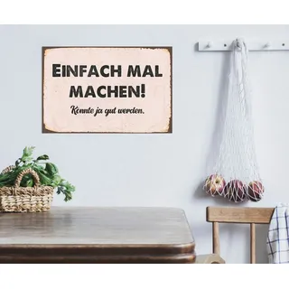queence Metallbild »Einfach machen« Schriftzug   Schriftzüge 1 Stk. tlg. Stahlschilder, schwarz