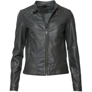 Lederjacke MUSTANG "Lederjacke Blanca", Damen, Gr. M, schwarz (anthra), Obermaterial: 100% Lammleder LEL. Futter: 100% Baumwolle CO., Jacken Lederjacke