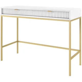 Furniture24 Schreibtisch Nova T104 Schminktisch mit 2 Schubladen Weiß 104x78x50 - Weiß