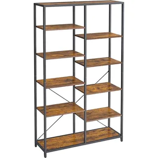 VASAGLE Bücherregal 100 x 30 x 170 cm Braun/Schwarz