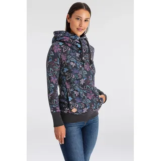 Ragwear Kapuzensweatshirt »GRIPY FLOWERS O«, Hoodie mit floralem All Over-Druck, schwarz