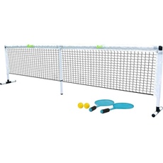 Scatch Set mit Tennisnetz und Schlägern - Netzgarnitur Kombi - Freistehendes Freizeit-Netz für Badminton, Street-Tennis und andere Sportarten, 8711252143897, Weiß