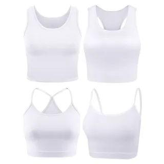 Boao 4 Stücke Crop Tank Top | Spaghetti Top für Damen, Top mit Spaghettiträgern