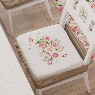 PETTI Artigiani Italiani - Kissen für Küchenstuhl, mit Gummizug, 2 Stück, Kissenbezüge aus Mikrofaser mit Gummizug, Stuhlbezüge mit Feder, Design Shabby Punkte Taupe, 100% Made in Italy