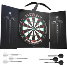 Target Darts Arc Dartboard-Beleuchtungssystem im Heimkabinett-Set Inklusive Weltmeister-Dartboard und 2 Dart-Sets, Schwarz, Standardgröße