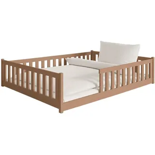 Kids Collective Jugendbett Bodenbett 140 x 200 cm Kiefer massiv braun/weiß