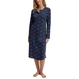 CALIDA Midnight Dreams Langarm-Nachthemd, Länge 110 cm Damen, aus 100% Bio-Baumwolle, wärmende Qualität
