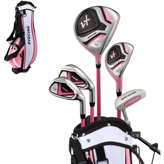 Precise X7 Junior Complete Golf Club Set für Kinder - 3 Altersgruppen Jungen & Mädchen - Rechtshänder & Linkshänder! (Pink Alter 9-12, Linkshänder)