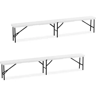 relaxdays Bierbank 2er Set 240 cm - Weiß