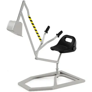 COSTWAY Sitzbagger 360°drehbar, 112x40x64cm Riesenbagger Metall mit Schaufel&2-Hand Steuerungen, Sandkasten Aufsitzbagger Sandbagger für Kinder 3+Grau