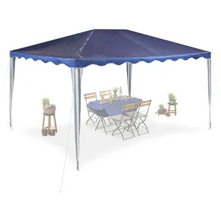 Relaxdays Pavillon 4 x 3 m Dunkelblau/Weiß