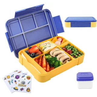 Aitsite Brotdose Kinder Mit Fächern, Lunchbox Kinder, Bento Box Kinder, Brotdose Kindergarten, Personalisierte Kinder Brotdose Mit Fächern, Geeignet für Schule und Picknick (Blau)