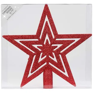 Inge Christmas Goods Weihnachtsbaumspitze Stern | Sternförmige Christbaumspitze 21cm | Baumspitze Sternspitze (rot)