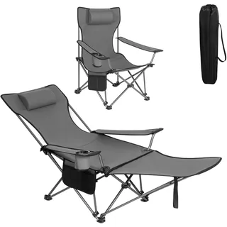 Woltu Campingstuhl 2-in-1 Grau