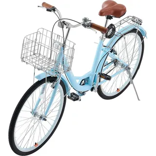 26-Zoll-Cruiser-Fahrrad 1-Gang Hellblaues Beach-Cruiser-Fahrrad mit Korb - Hellblau