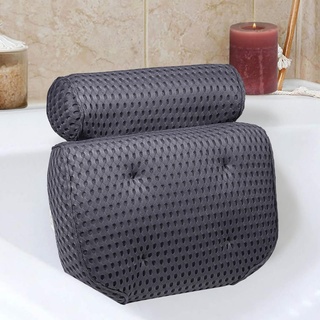 Badewannenkissen Bade- & Spakissen mit 4D-AirMesh-Textil und Saugnäpfe Kopfstütze und Rückenlehne Komfort Nackenkissen für Home Spa Whirlpools Grau