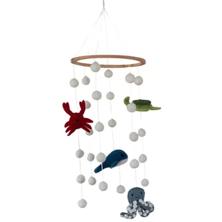 Baby Mobile aus Filz, Handgearbeitet, fairer Handel, nachhaltige Deko aus Filz, Babyzimmer Deko für Mädchen & Jungen, zum Aufhängen über Wickeltisch Babybett Laufstall - Meerestiere