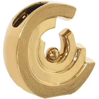 Abstrakte Tischvase, Keramik, Gold, 17 x 5 x 17 cm