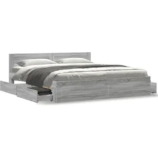 vidaXL Bettgestell mit Kopfteil Grau Sonoma 180x200 cm Holzwerkstoff - Grau