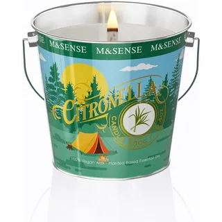 M&SENSE Citronella Kerze Outdoor 550g, Eukalyptus Duftkerze im Glas,110 Std Brenndauer, Sommer Duftkerze mit 8% Citronella Öl Natürliche Sojawachs, Eukalyptus Kerze für Garten Grill Terrasse