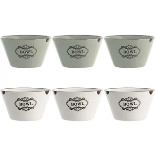 H&H Vintage Set Schalen, Keramik/Tellern, weiß/Taupe, 6 Einheiten
