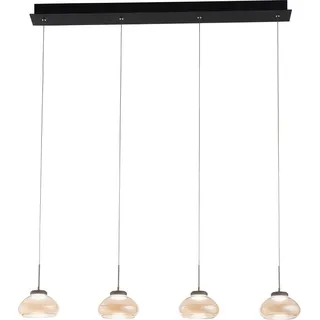 Fabas Luce Led-Hängeleuchte , Schwarz, Bernsteinfarben , Metall, Glas , 10x200x95 cm , DIN EN ISO 9001 , höhenverstellbar, Smartphone-Steuerung, Farbtemperaturwechsler , Lampen & Leuchten, Leuchtenserien