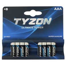 TYZON AAA-Alkaline Batterien, 8 Stück - Langlebige Einwegbatterien für Haushaltsgeräte