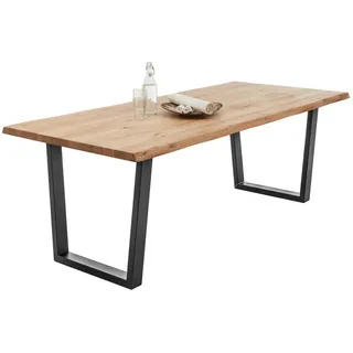 P & B Esstisch , Schwarz, Eichefarben , Holz, Metall , Eiche , massiv , rechteckig , U-Form , 100x75x220 cm , Holzmöbel, Holztische, Esstische Holz, Massivholztische