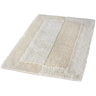 Badematte KLEINE WOLKE "Havanna, Badvorleger, Badezimmer Teppich" Gr. 3, beige (natur), H:16mm, Baumwolle, Badematten, Badematte, Badteppich, Uni Farben, Hoch-Tief Effekt, mit Bordüre