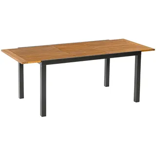 Gartentisch MERXX "Ausziehtisch", beige (natur, graphit, natur), H:74cm T:100cm, Aluminiumgestell mit Akazienholz, Tische, Gartentisch, aus Akazienholz, BxTxH: 180-250 x 100 x 74 cm