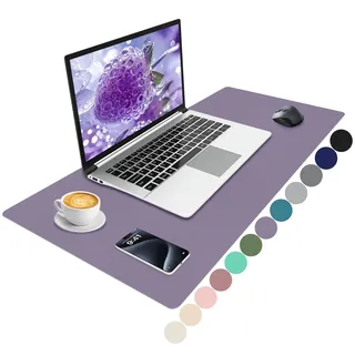 Niviy Schreibtischunterlage 80x40cm Tischunterlage XXL Mauspad Leder,Schreibtischmatte Rutschfester PU Schreibunterlage Tischschutz Unterlage Wasserdichter Mousepad für Büro,Home und Laptop Lavender