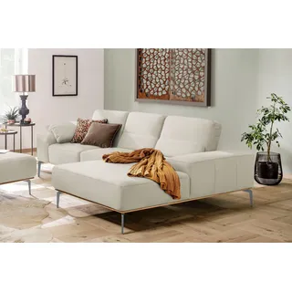 W.Schillig Ecksofa "run, Designsofa mit tollem Sitzkomfort, bequem, L-Form", weiß (cream weiß z73), B:279cm H:88cm T:178cm, Longlife Xtra-Leder Z73: Naturwalkleder der Luxusklasse aus den erlesensten Rohhäuten.