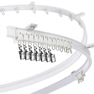 Jetec Gebogene Decke Vorhangschiene für Erkenfenster, 2 Meter/ 6,6 ft, Weiß | Biegsame Halterung, Flexible Halterung, Für Vorhangschiene, Gerade Ausführung, Gebogene Ausführung, Für Etagenbett Raumteiler