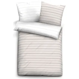 biberna Mako-Satin Bettwäsche "STREIFEN - MIX & MATCH" TAUPE BEZUG 135x200 cm - Taupe