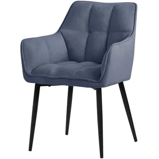 ML-Design Esszimmerstuhl Blau, mit dickem gepolsterter Sitz und Metallbeinen, Wohnzimmerstuhl mit Rücken- und Armlehnen,