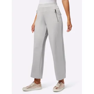 Culotte CREATION L, Damen, Gr. 42, Normalgrößen, grau (hellgrau), 50% Modal, 44% Polyester, 6% Elasthan, unifarben, lang, Hosen Culotte