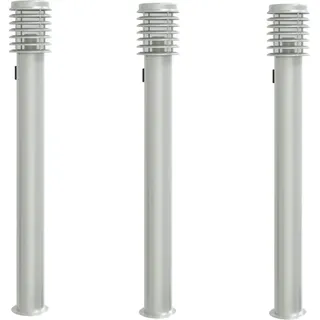 Wegeleuchten mit Steckdose 3 Stk. Silbern 110 cm Edelstahl - Silber