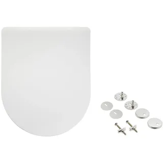 Amazon Basics D-förmig WC-Sitz in D-Form aus Urea-Material, matte Oberfläche, 36.5 x 43 cm, Weiß