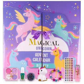 Accentra Pflege Adventskalender MAGICAL UNICORN für Kinder, mit 24 Beauty Überraschungen, zauberhafter aufklappbarer Kosmetik Weihnachtskalender in rosa, Geschenkidee für Mädchen & Einhorn Fans