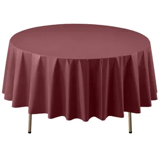 Party Essentials 84BU-3 Disposable Tischdecke, rund, robust, 213,4 cm, Kunststoff, burgunderfarben