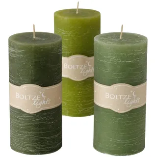 BOLTZE Basic Stumpenkerze Sortiert grün 15cm (1 Stück)