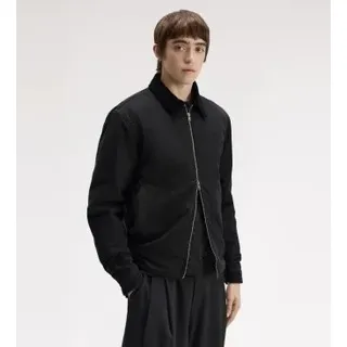 Fred Perry für Herren. J8535 Schwarze Baumwoll-Caban-Jacke (M), Lässig, Baumwolle