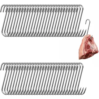 60 Stück Fleischerhaken Edelstahl, 130mm Fleischerhaken S Haken für Küche Und Gewerbe,Professionelle Fleischverarbeitung Und Räuchern, Fleischhaken Mit Robustem Design Und Langlebiger Materialqualität