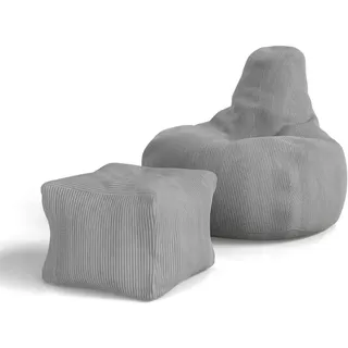 Juskys Sitzsack Chillex mit Hocker - Hellgrau