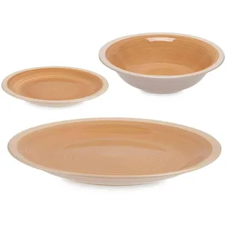 San Ignacio 18-teiliges Geschirr-Set, Steingut, Beige, Rand der VESSIA-Kollektion