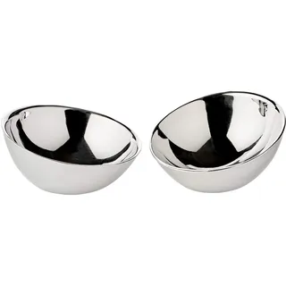 EDZARD 2er Set Schale Asti (Ø 10 cm, 8 & 5 cm) aus Edelstahl doppelwandig - Original Servierschale, Dekoschale, Obstschale, Servierschüssel - Schüsselschale rund für Deko & Speisen - Geschenk Schale